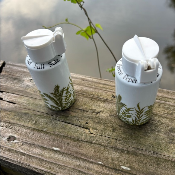 Green White Salt and Pepper Shaker Set Bavaria Germany Shaker Set - Picture 4 of 7